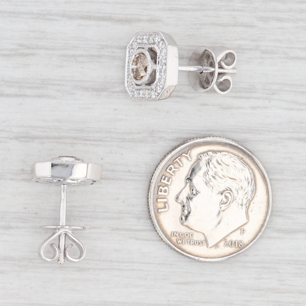 Light Gray Le Vian 0.76ctw Chocolate Diamond Halo Earrings 14k White Gold Pierced Studs