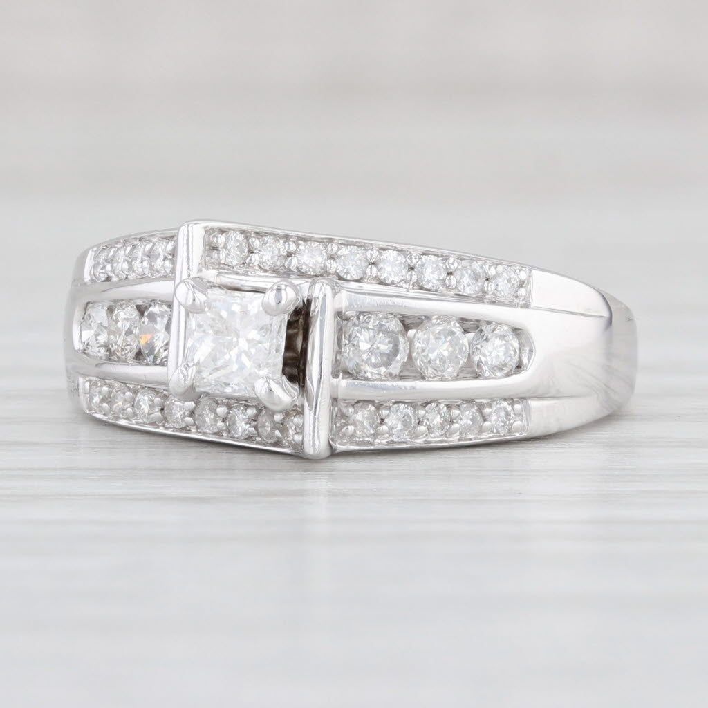 Light Gray 0.75ctw Princess Diamond Engagement Ring 14k White Gold Size 8.25