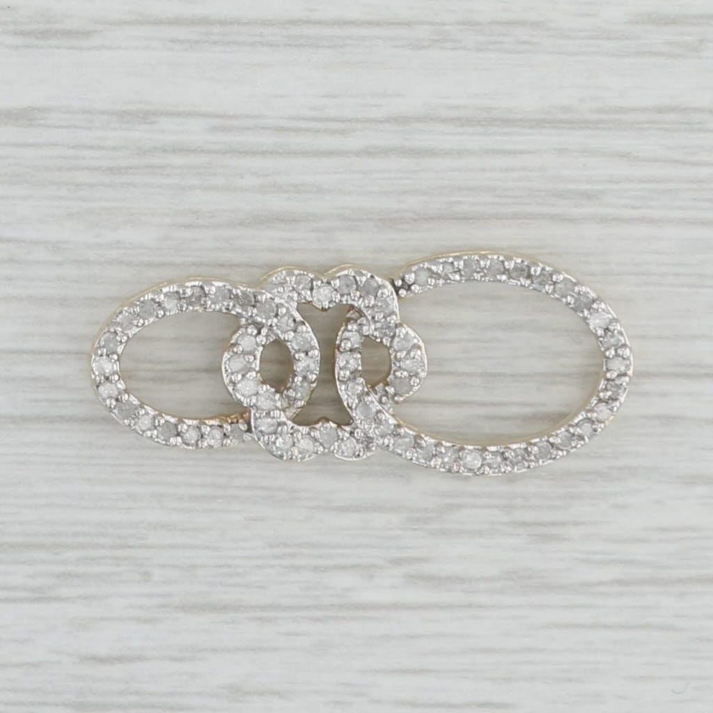 Light Gray 0.30ctw Diamond Interlocking Circles Pendant 10k Yellow Gold Floating Drop