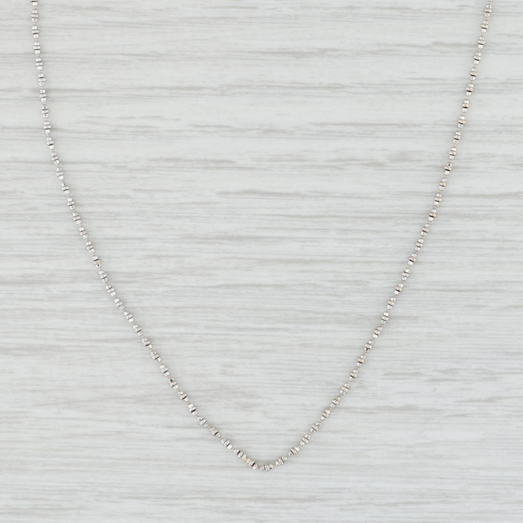 Light Gray 16” Bead Chain Necklace 750 18k White Gold 1.4mm Lobster Clasp