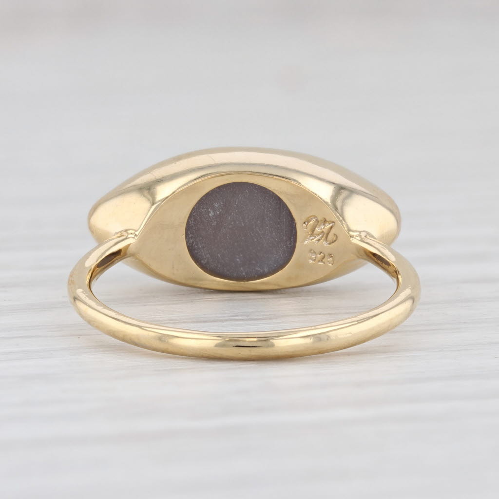 Light Gray New Nina Nguyen Ring Sand Druzy Quartz Sterling Silver 22k Gold Vermeil Size 7