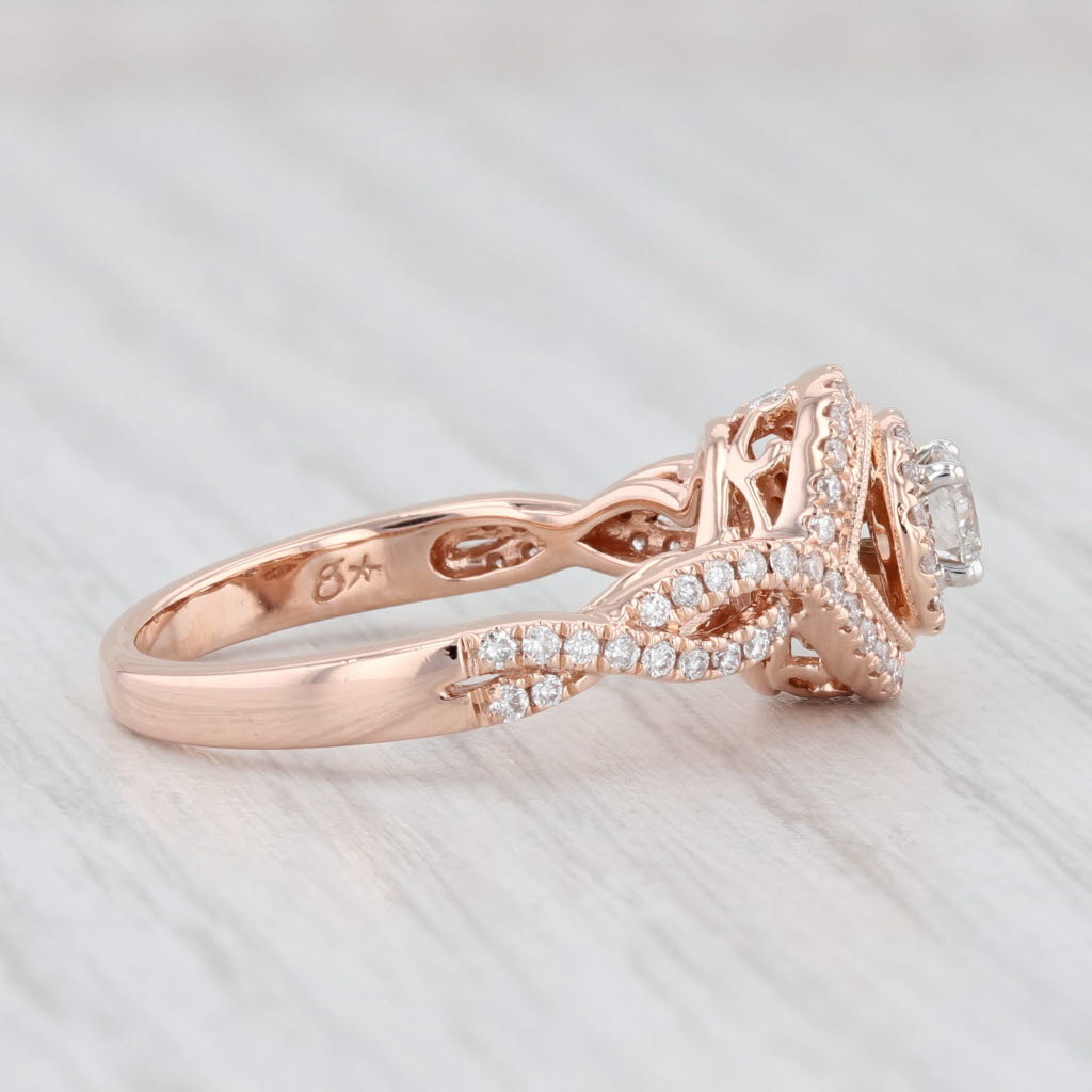Light Gray 0.45ctw Round Diamond Halo Engagement Ring 14k Rose Gold Size 7