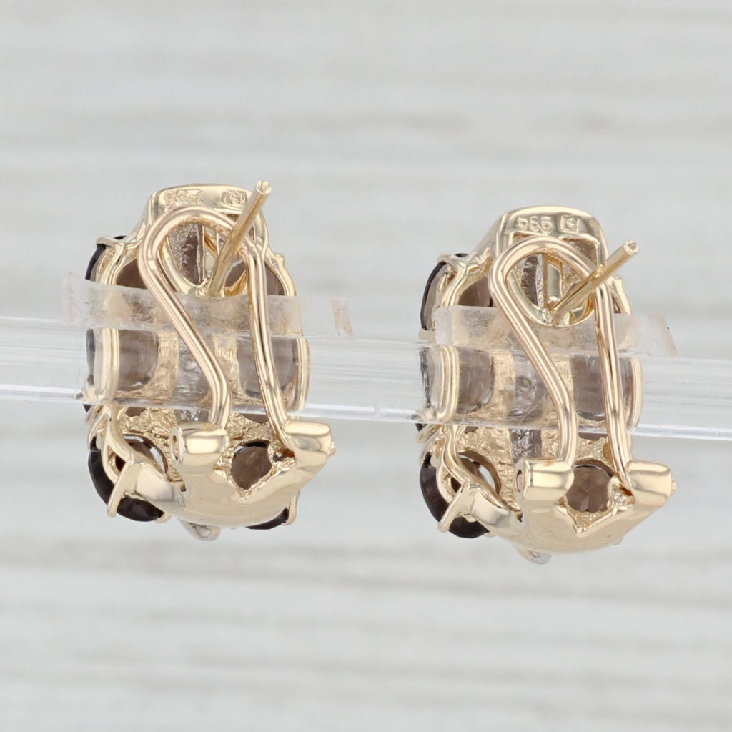 Light Gray 0.43ctw Smoky Quartz Diamond Drop Earrings 14k Yellow Gold Omega Backs