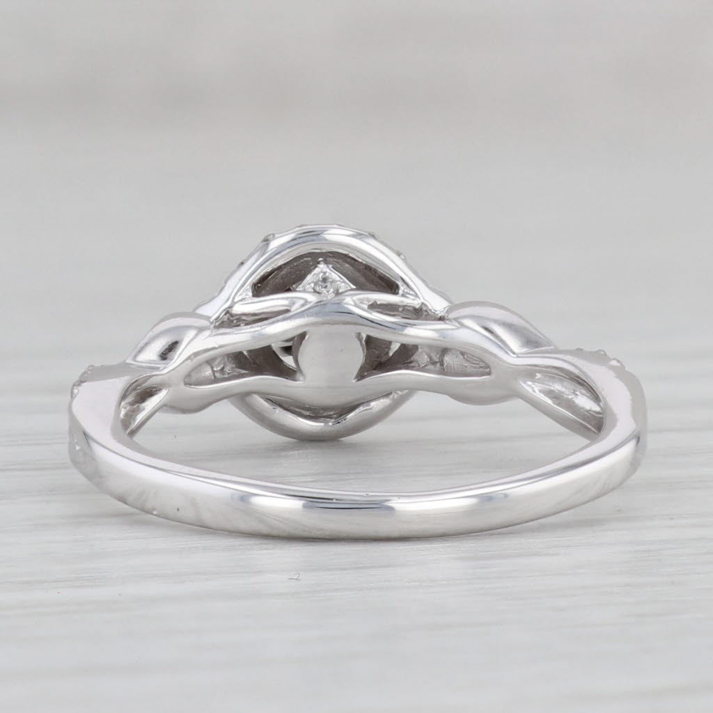 Gray 0.25ctw Round Diamond Halo Engagement Ring 14k White Gold Size 7.5