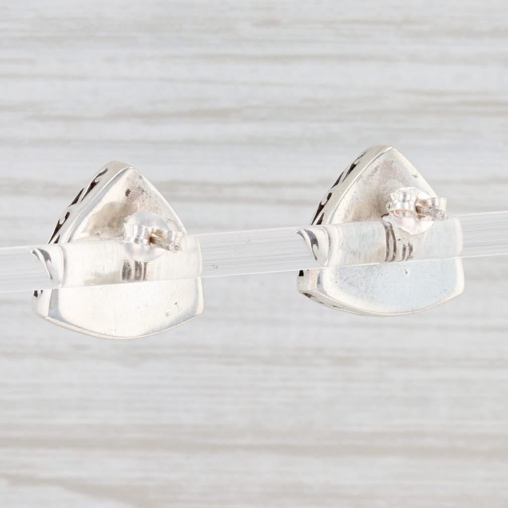Light Gray New White Mother of Pearl Stud Earrings Sterling Silver Pierced