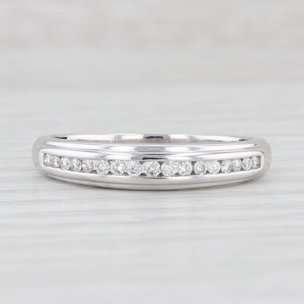 Light Gray 0.25ctw Diamond Men’s Wedding Band 14k White Gold Ring Size 11.5