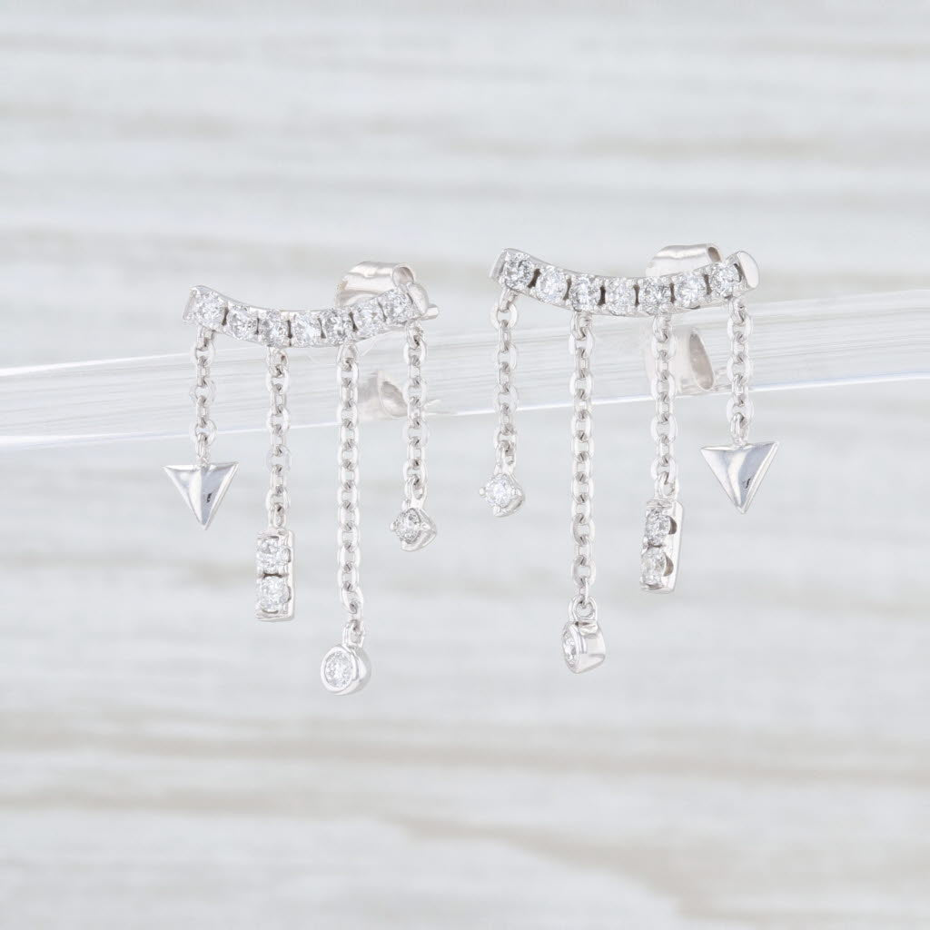 Light Gray New 0.40ctw Diamond Fringe Earrings 10k White Gold Pierced Dangles