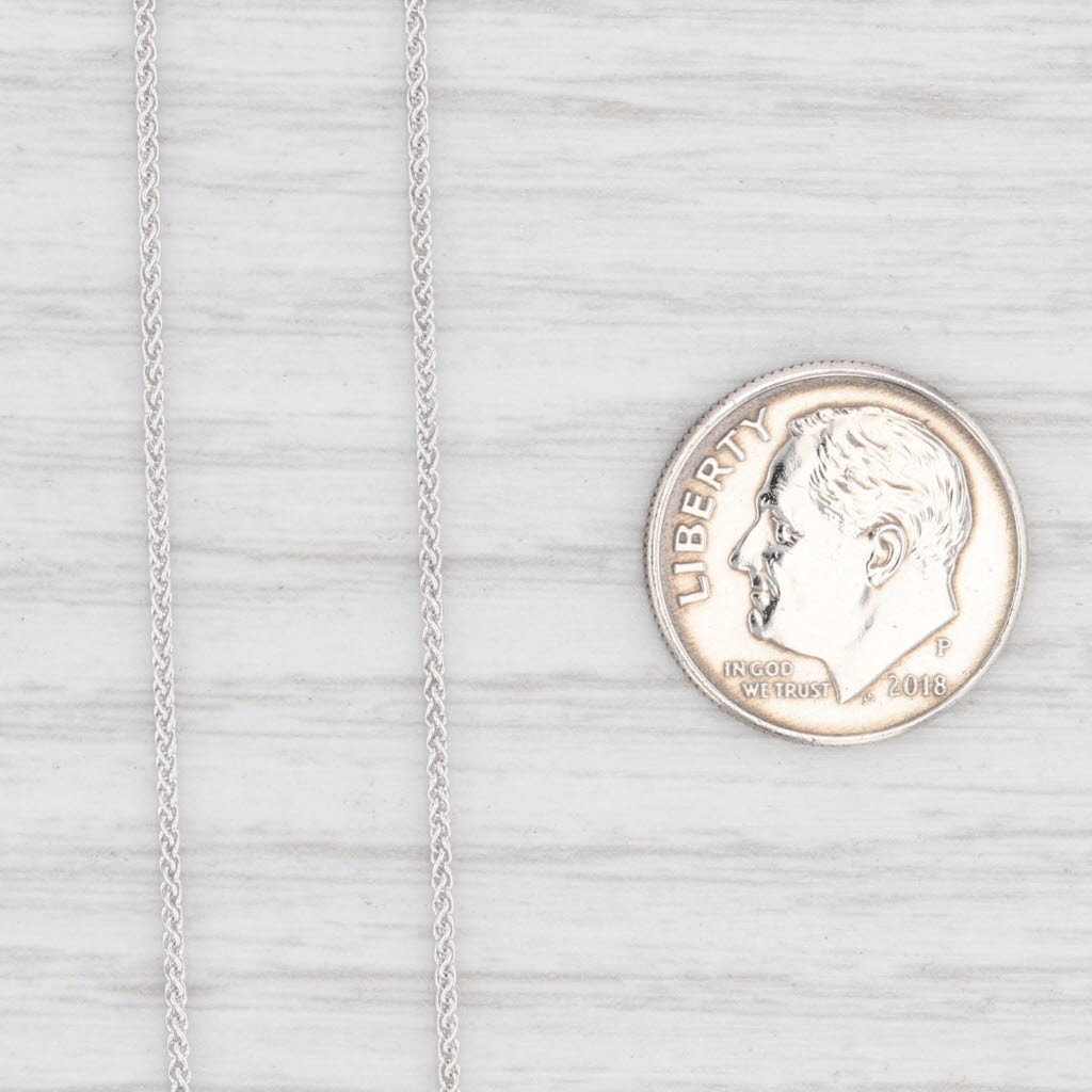 Light Gray New Spiga Wheat Chain Necklace 14k White Gold 18" 0.9mm Lobster Clasp