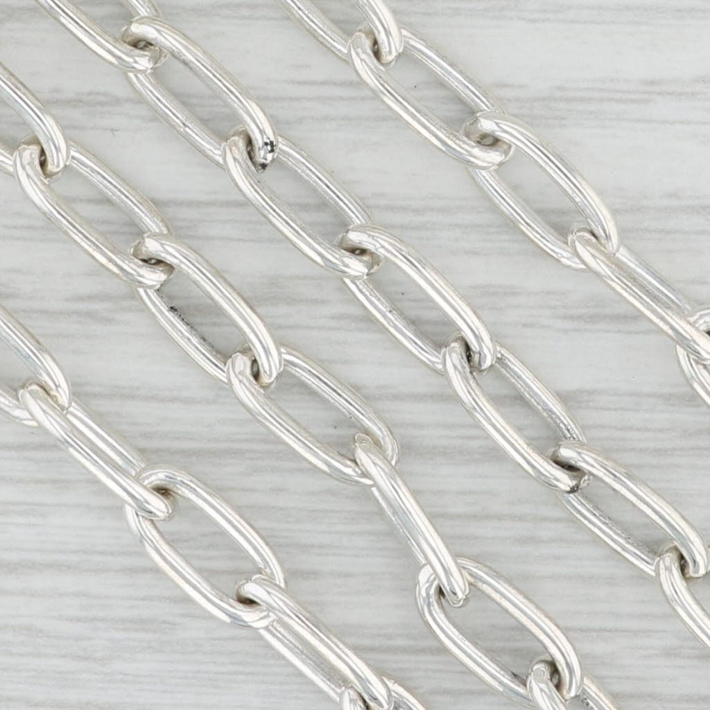 Light Gray 17.25" Elongated Cable Chain Necklace Sterling Silver Lobster Clasp 5.7mm