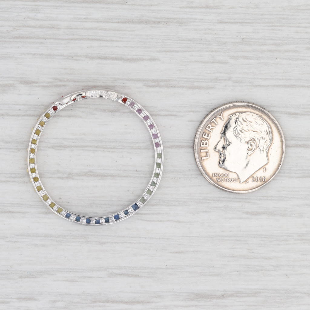Light Gray 1.15ctw Rainbow Sapphire Eternity Circle Pendant 14k White Gold