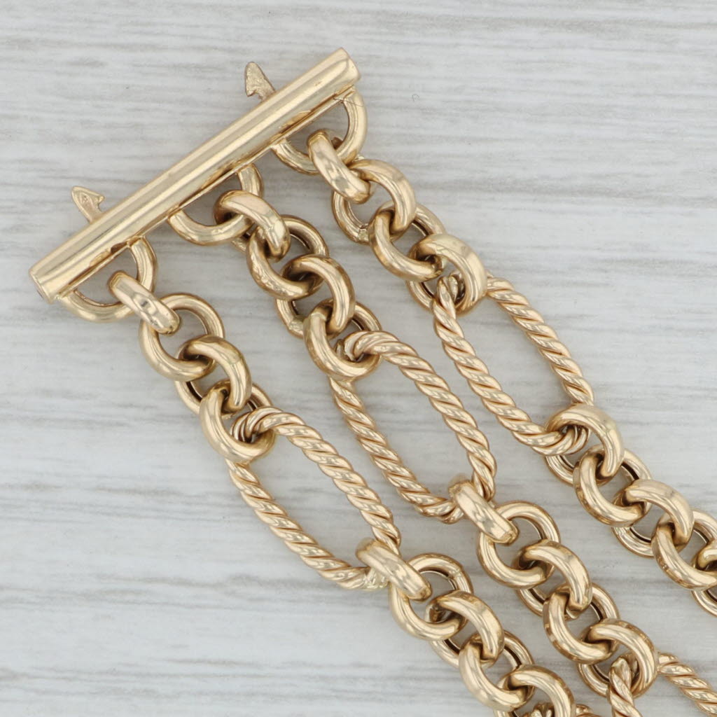 Gray Cultured Gray Pearl Multichain Bracelet 14k Yellow Gold 7.5"