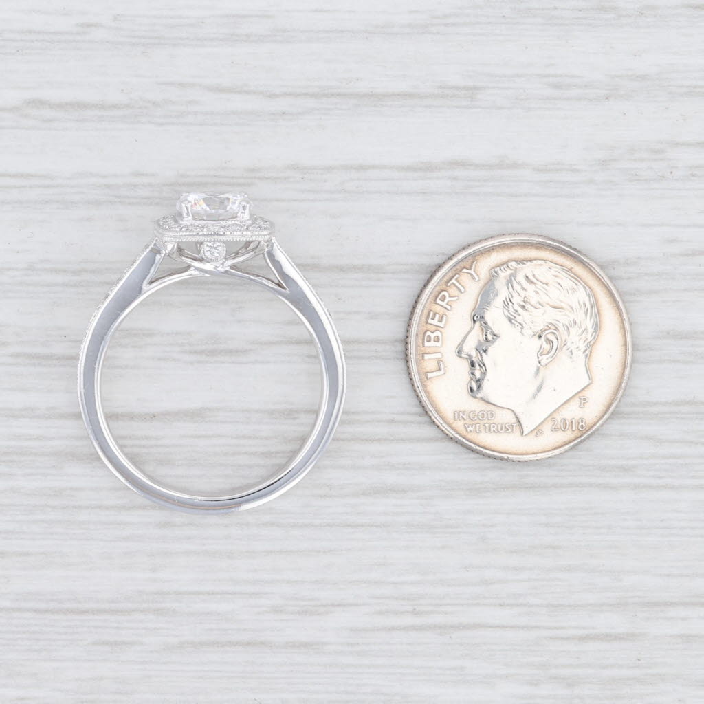 Light Gray New Beverley K Semi Mount Diamond Halo Engagement Ring 14k Gold Size 6.75 Round