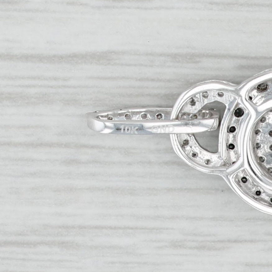 Light Gray 0.30ctw Black White Diamond Halo Pendant 10k White Gold