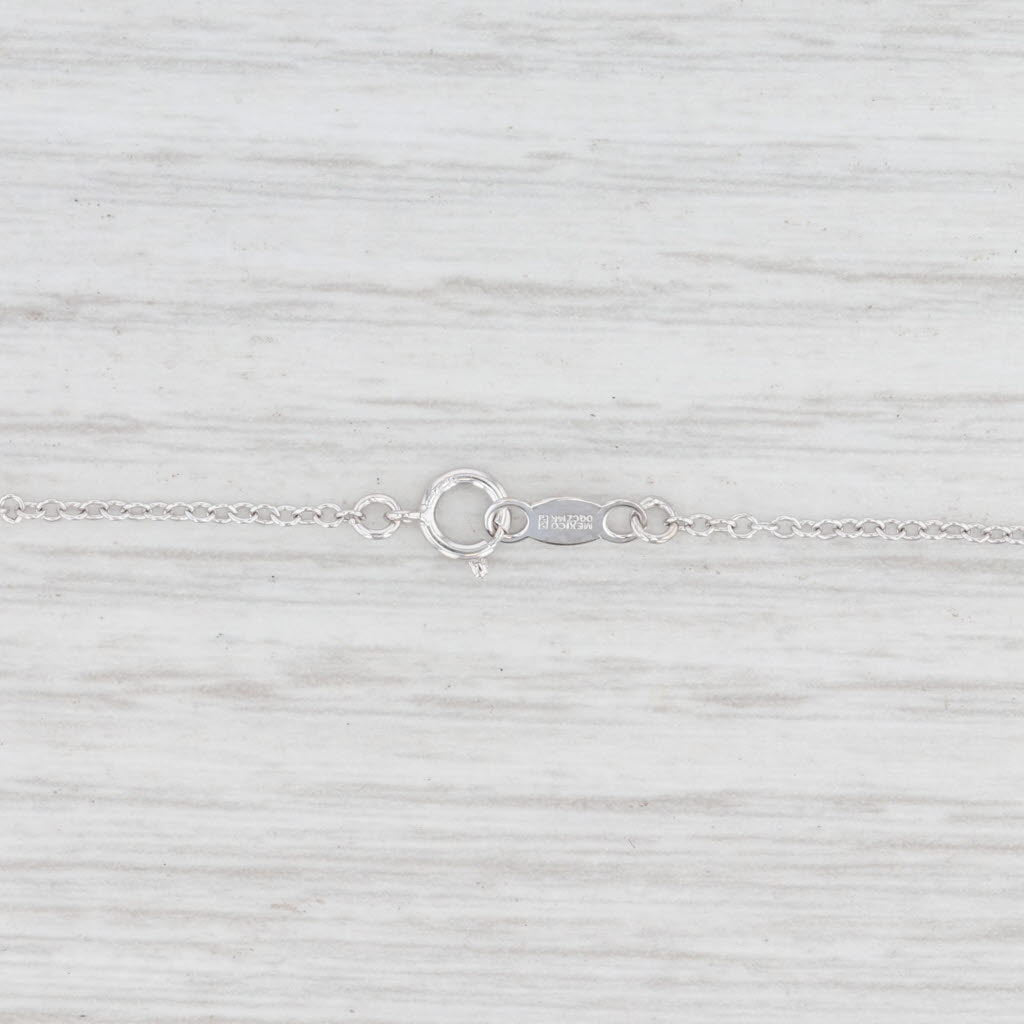 Light Gray CZ Station Necklace 14k White Gold 18" Cable Chain Cubic Zirconias