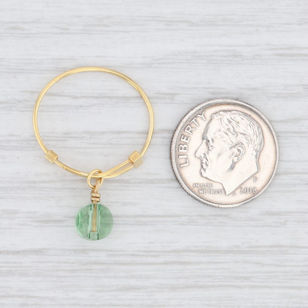 Light Gray New Alex and Ani Sprout Ring Green Swarovski Crystal Gold Toned Sterling Silver
