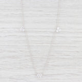 Light Gray CZ Station Necklace 14k White Gold 18" Cable Chain Cubic Zirconias