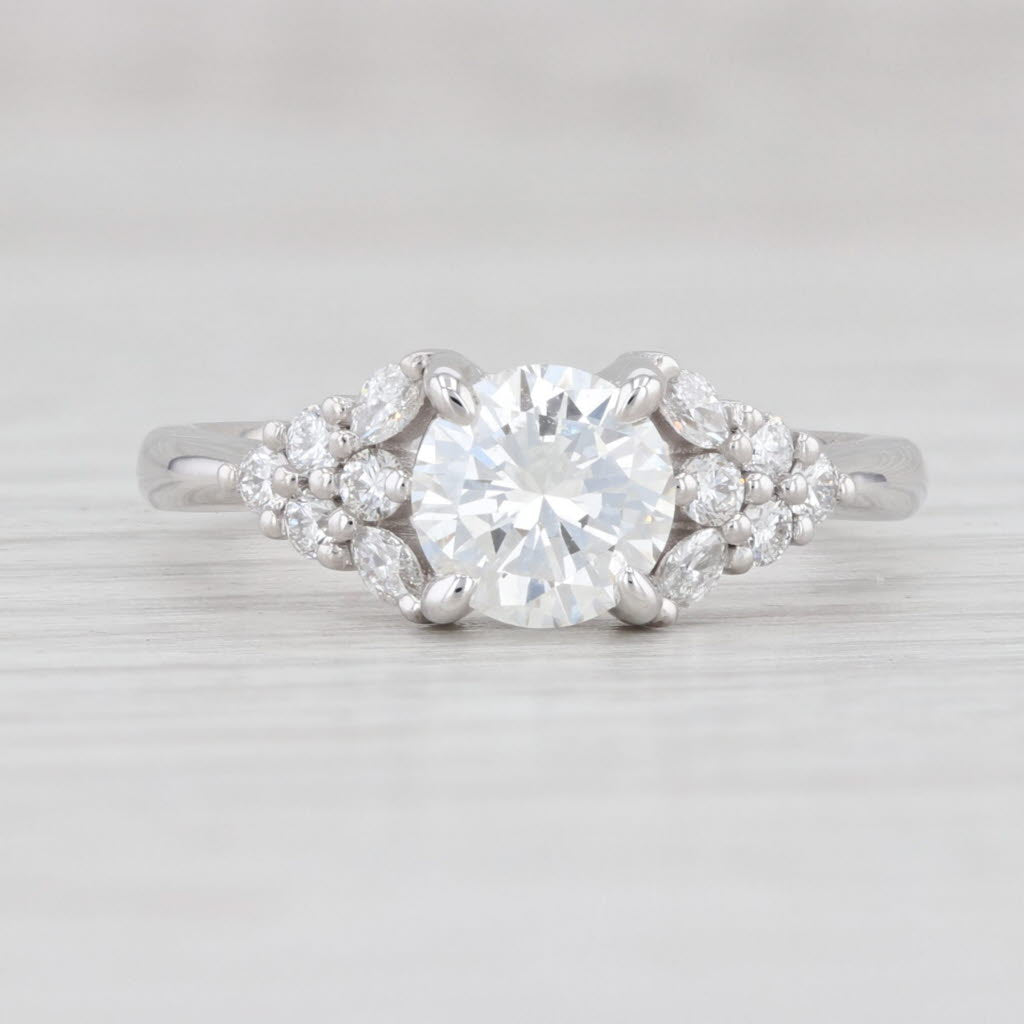 Light Gray New 1.33ctw Round Diamond Engagement Ring 14k White Gold Size 6.5 GIA