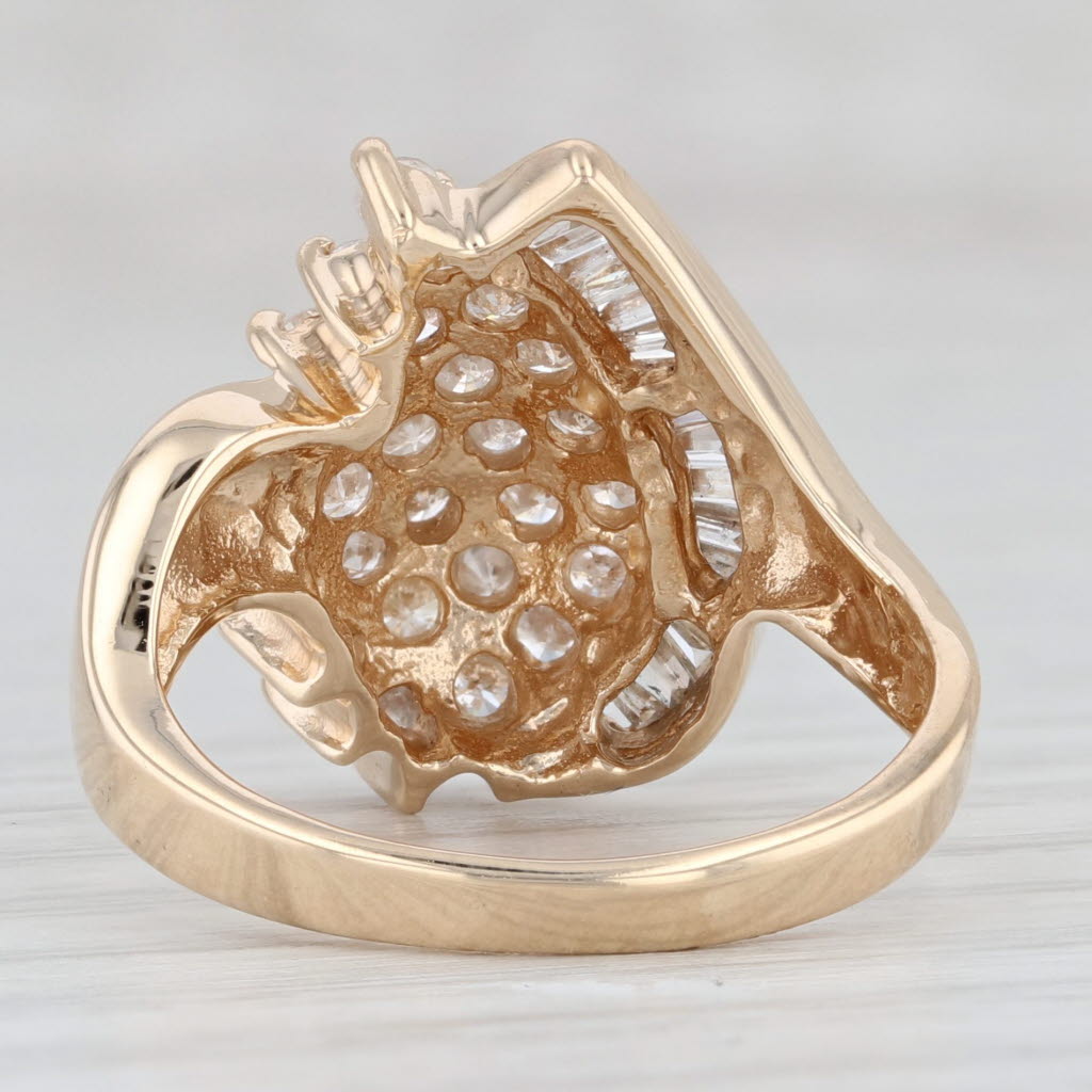 Light Gray 1ctw Diamond Cluster Teardrop Ring 14k Yellow Gold Size 6.5 Bypass