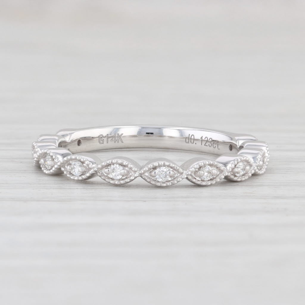 Light Gray New 0.12ctw Diamond Ring 14k White Gold Size 5.75 Stackable Wedding Band