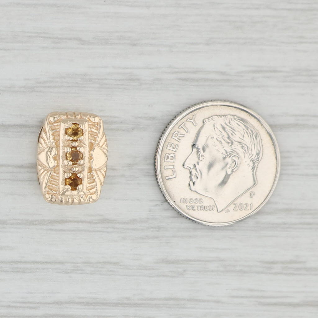 Light Gray Vintage 0.12ctw Citrine Slide Charm 14k Gold TCC November Birthstone