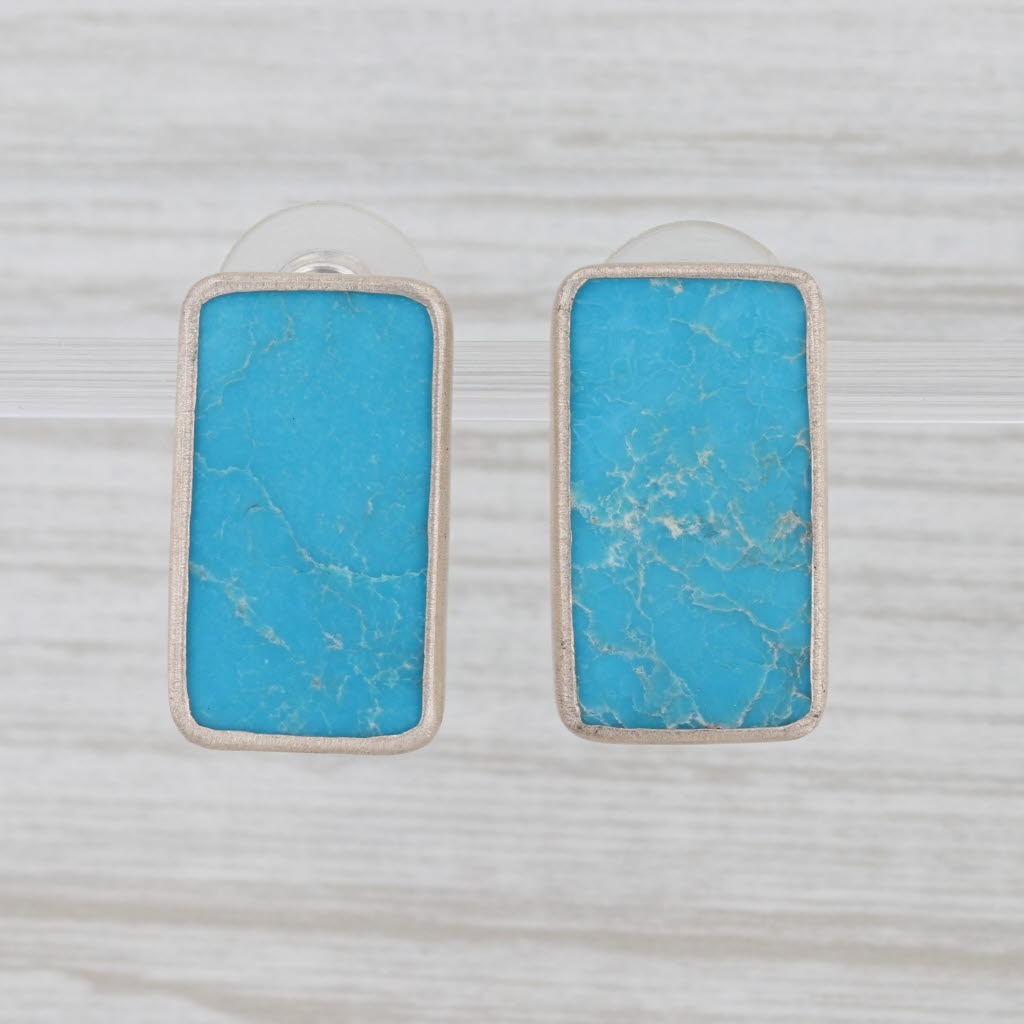 Light Gray New Nina Nguyen Blue Turquoise Drop Earrings Sterling Silver Statement