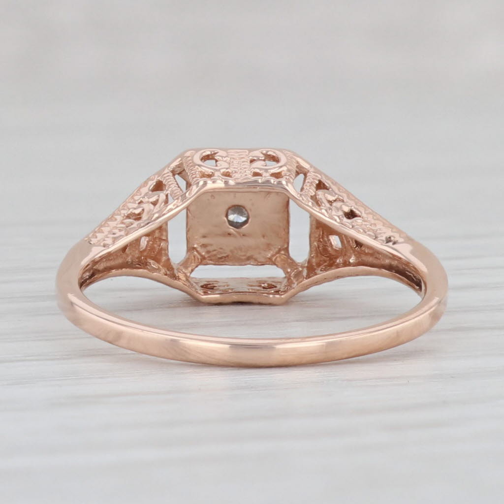 Light Gray Round Brilliant Diamond Ring 14k Rose Gold Size 7.25 Engagement