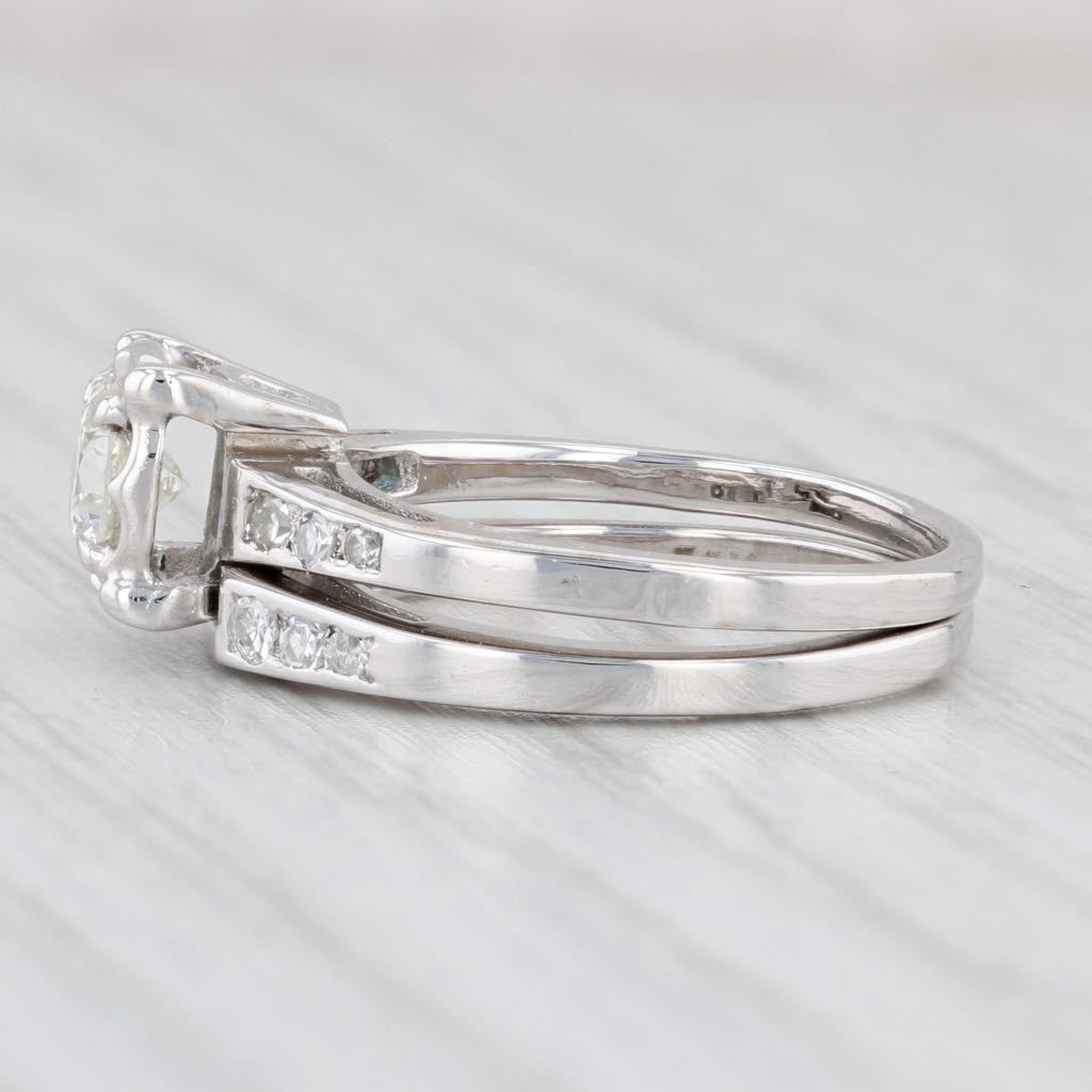 Light Gray 0.58ctw Round Diamond Engagement Ring Wedding Band Bridal Set 14k White Gold