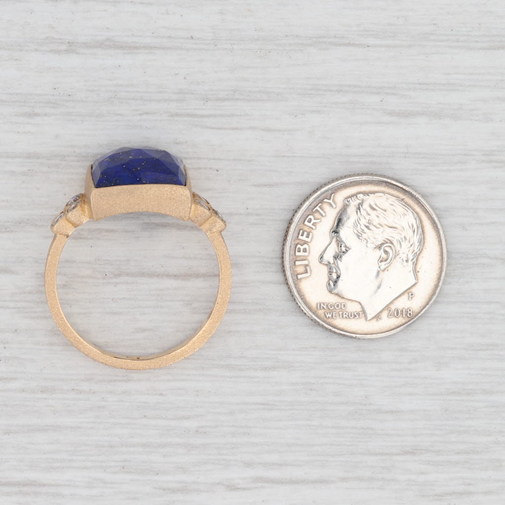 Light Gray New Nina Nguyen Lapis Lazuli Diamond Chloe Ring 18k Yellow Gold Size 7.25