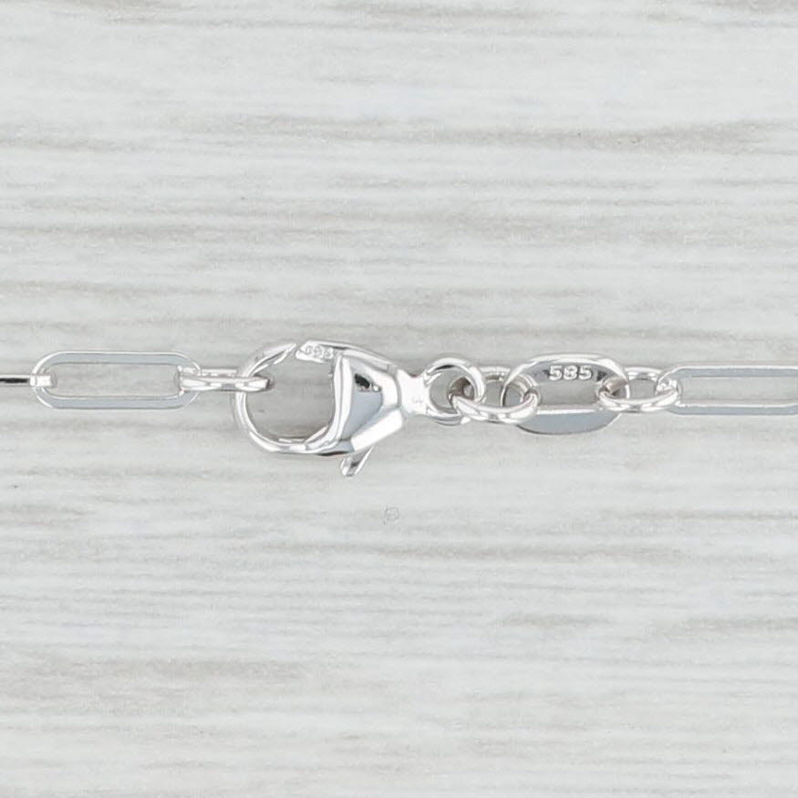 Light Gray New 20" Paperclip Chain Necklace 14k White Gold 2.1mm Lobster Clasp