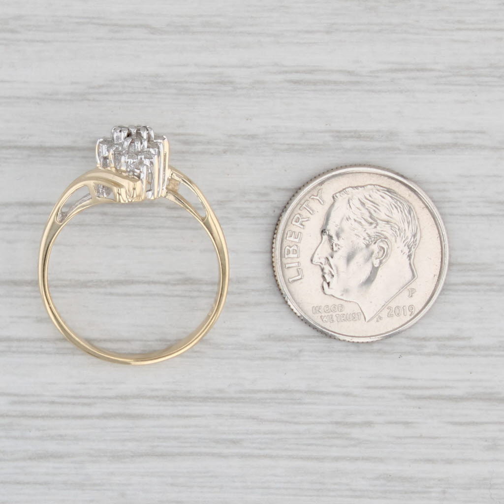 Light Gray 0.23ctw Diamond Cluster Bypass Ring 14k Yellow Gold Size 6.5 Engagement