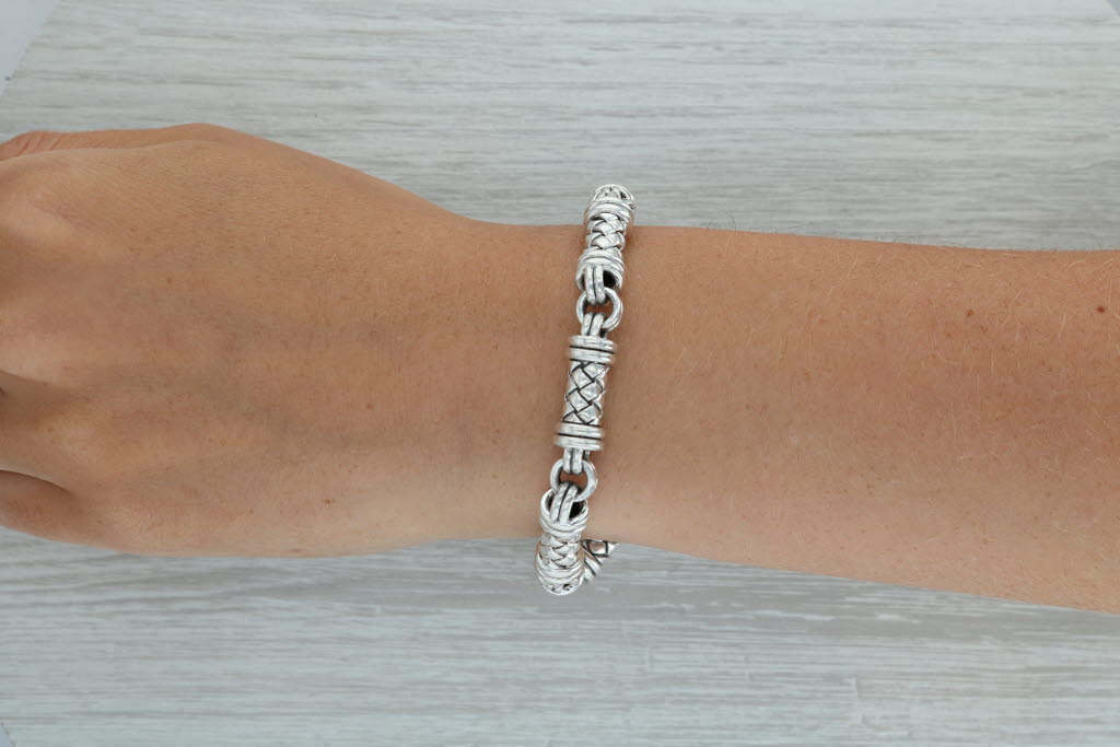 Rosy Brown Scotty Kay 8.25" Statement Bracelet Sterling Silver 925 8.6mm