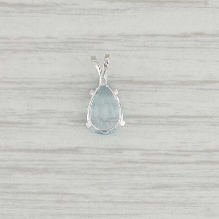 Light Gray New 1ct Aquamarine Teardrop Pendant 14k Gold Pear Solitaire March Birthstone