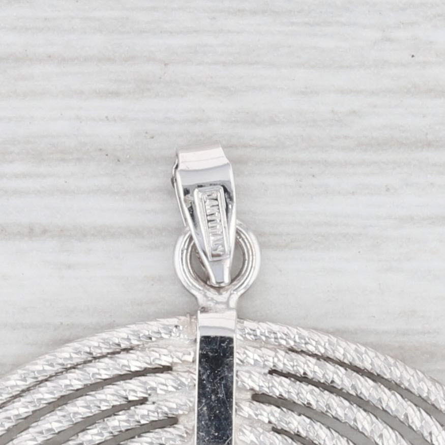 Light Gray New Circles Statement Pendant 14k White Gold 6-Ring Textured