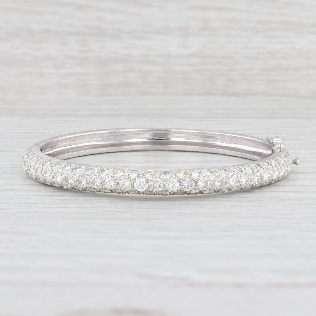 Light Gray Vintage 5ctw Diamond Bangle Bracelet Brushed 14k White Gold 6" 5.4 mm