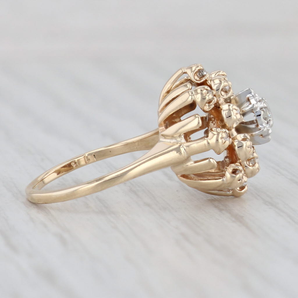 Light Gray 0.23ctw Diamond Chandelier Cluster Ring 14k Yellow Gold Size 5.25 Engagement