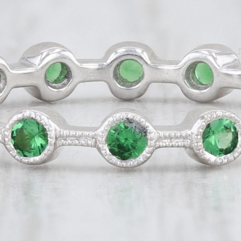 Light Gray New Beverley K Tsavorite Green Garnet Stackble Ring 18k White Gold Eternity Band