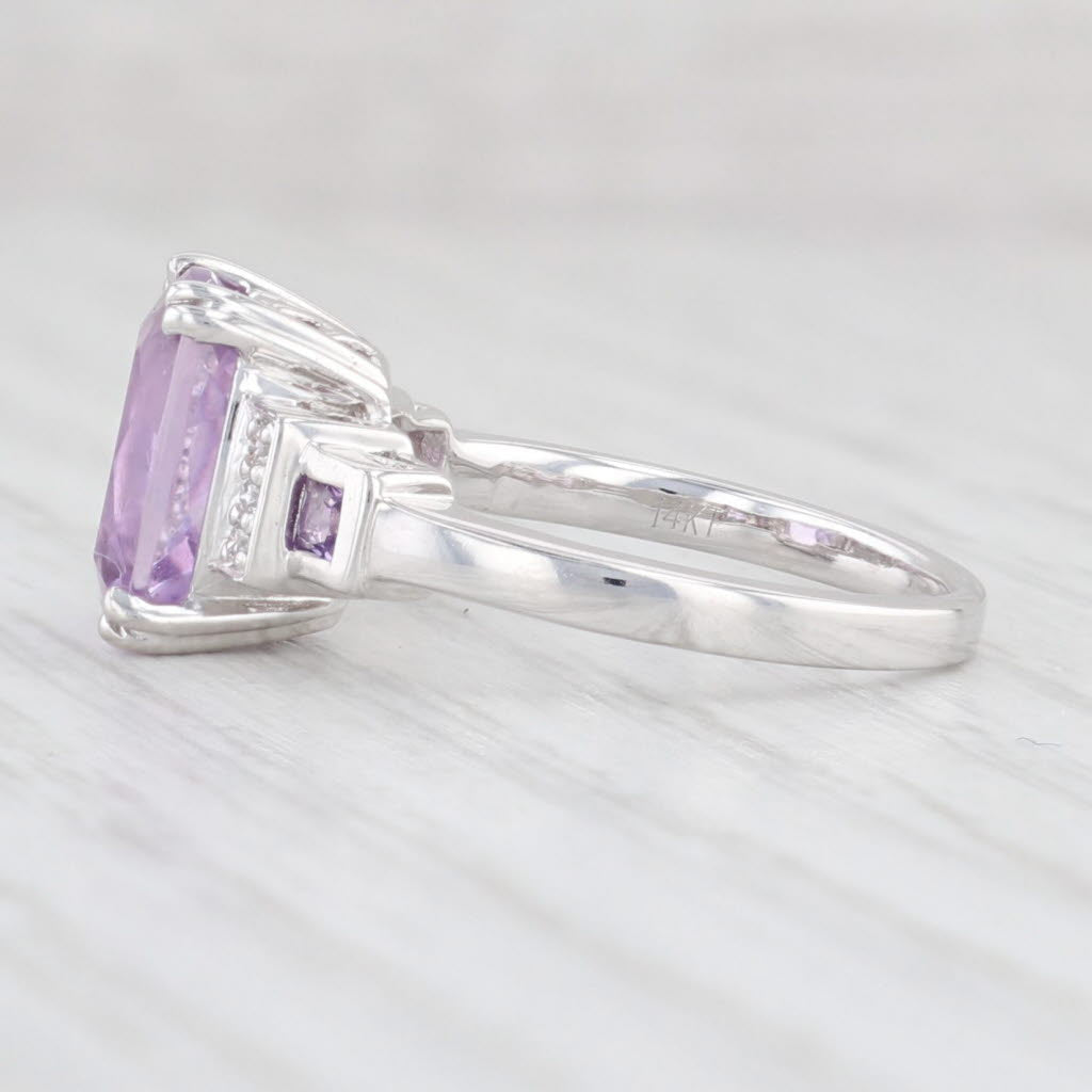 Light Gray 3.05ctw Amethyst Diamond Ring 14k White Gold Size 5.5 February Birthstone