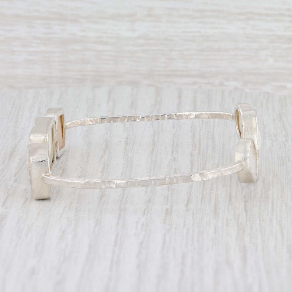 Light Gray New Nina Nguyen Sand Druzy Quartz Bangle Bracelet Hammered Sterling Silver