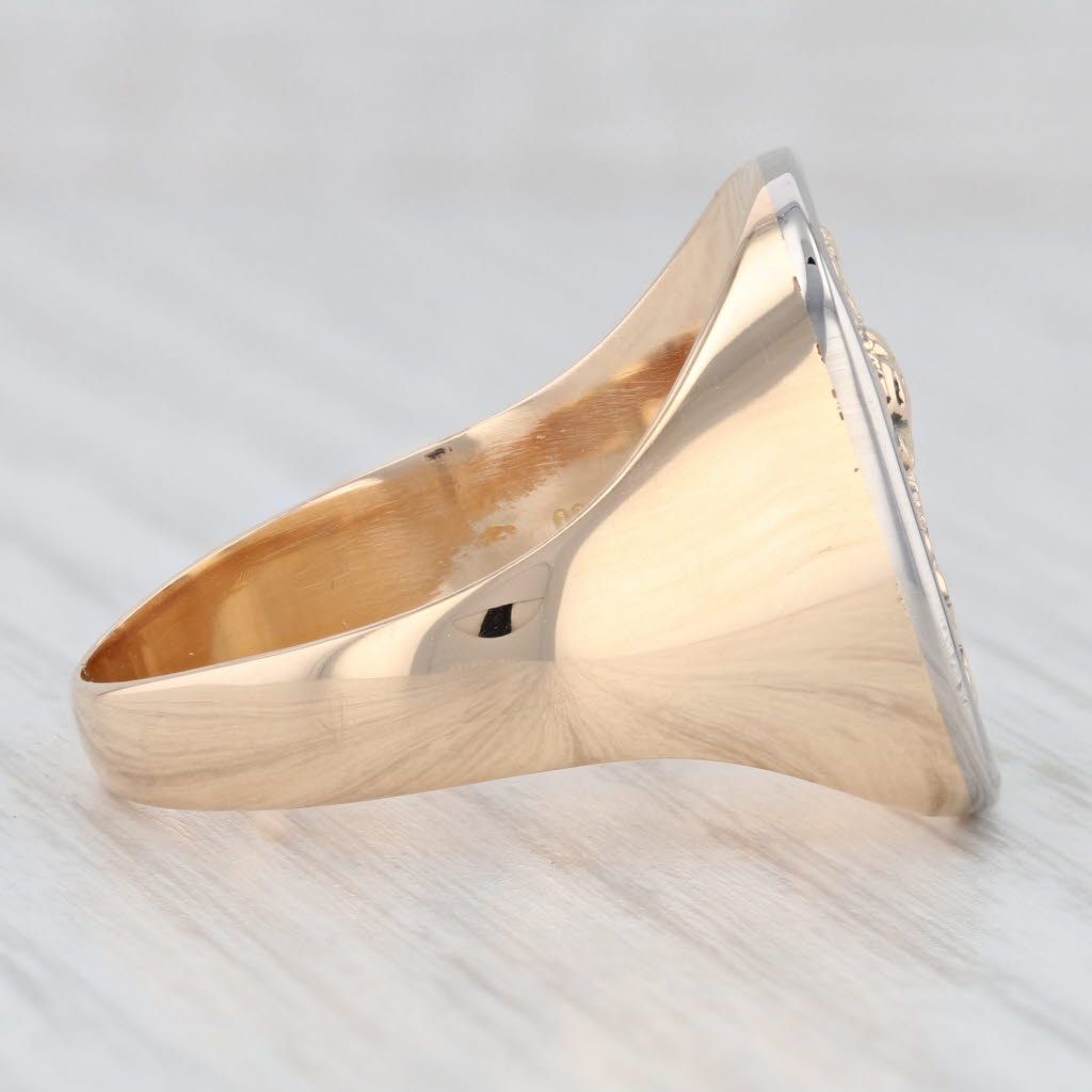 Light Gray Ram Knight Coat of Arms Signet Ring 18k Gold Coat of Arms Size 13 Men's