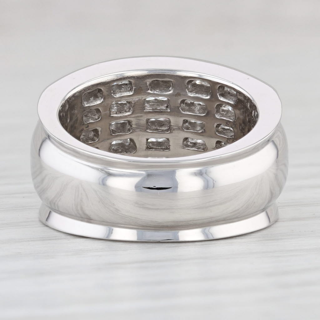 Light Gray 3ctw Pave Diamond Cocktail Ring Platinum Size 6.75-7 Wide Band