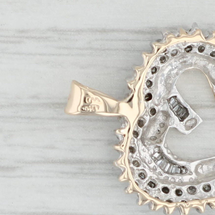 Light Gray 0.36ctw Diamond Cluster Open Heart Pendant 10k Yellow White Gold