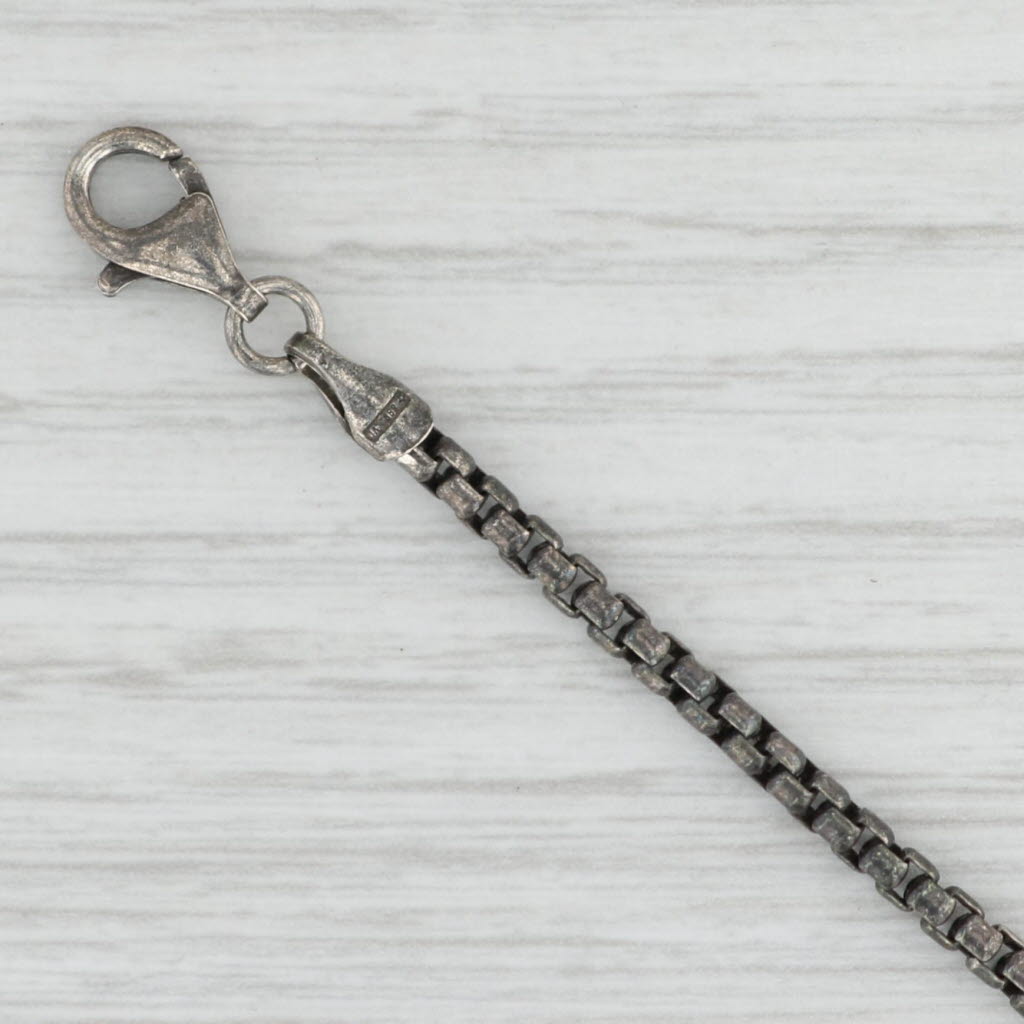 Light Gray New Box Chain Necklace Oxidized Sterling Silver 16” 2.5mm