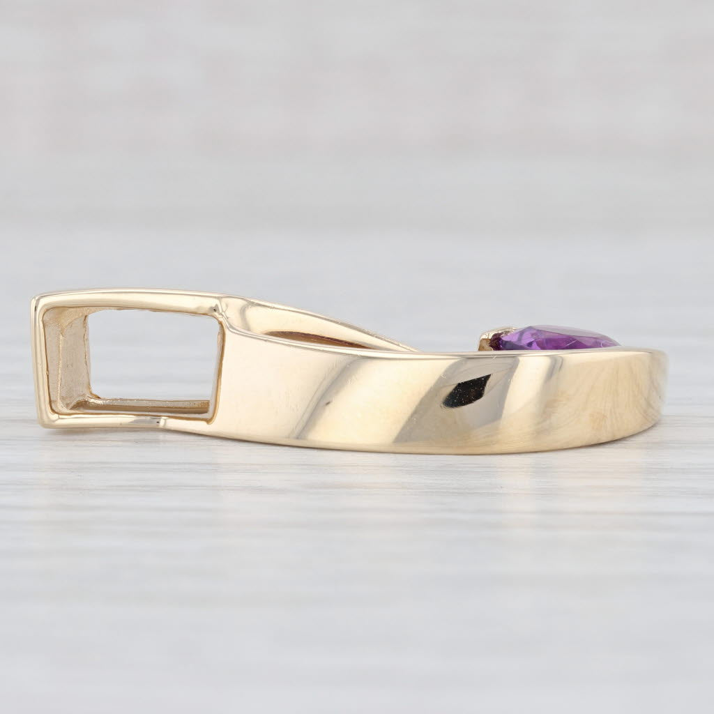 Light Gray Abstract 1.25ct Amethyst Solitaire Pendant 14k Yellow Gold