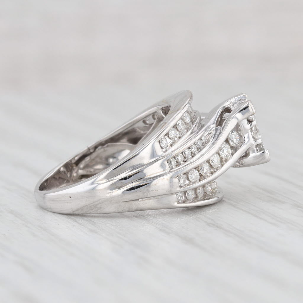 Light Gray 1.05ctw Diamond Bridal Set 10k White Gold Soldered Wedding Band Engagement Ring