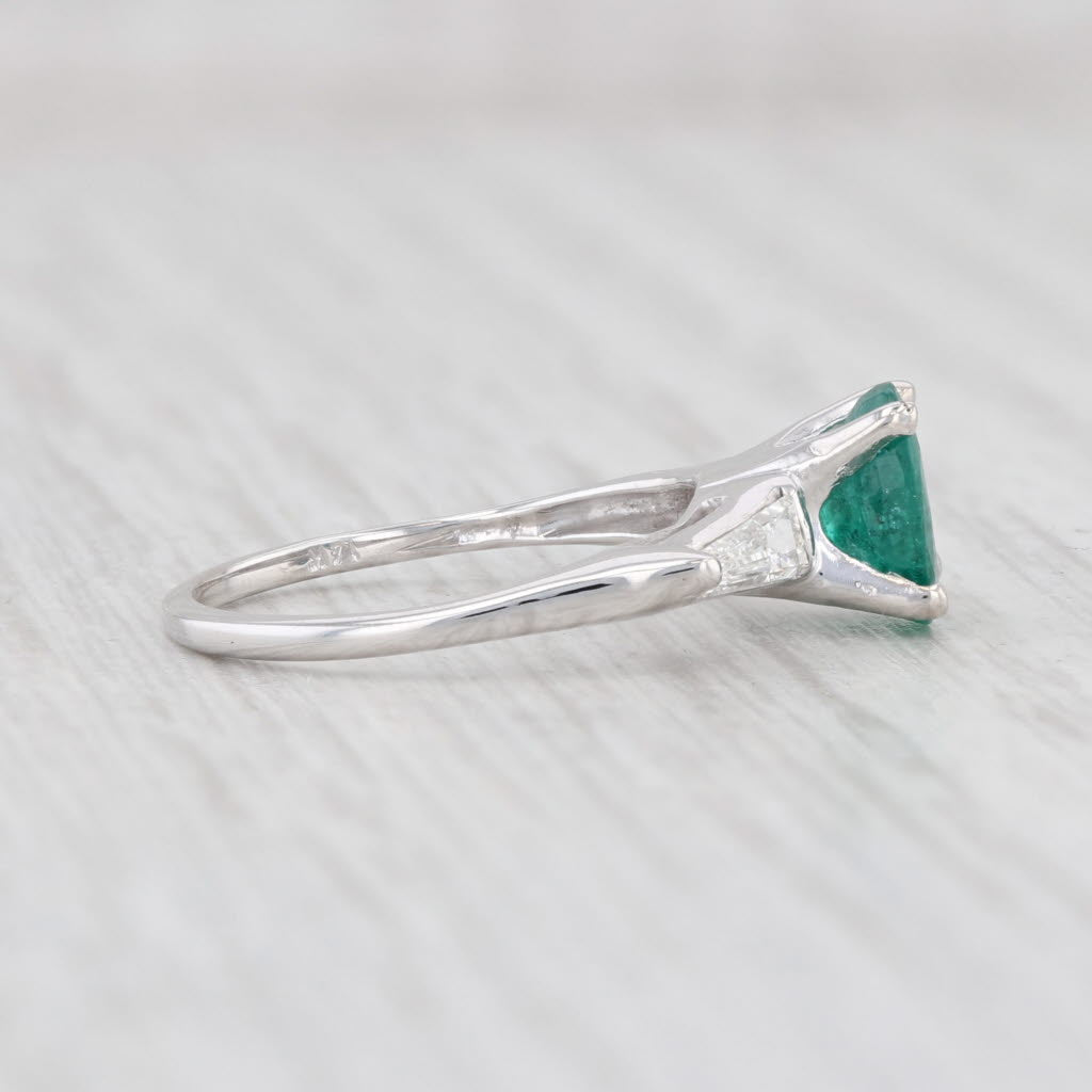 Light Gray 0.80ctw Emerald Diamond Ring 14k White Gold Size 3.25 Engagement May Birthstone
