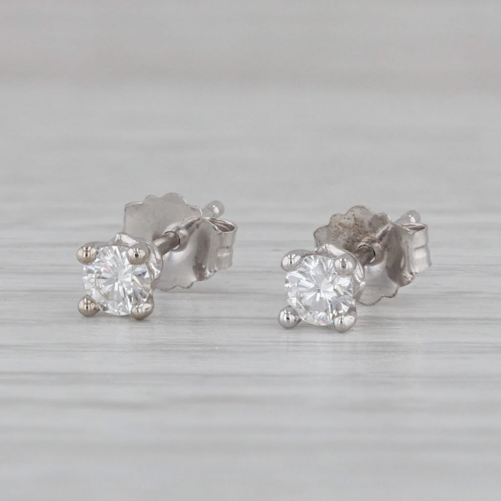 Gray New 0.18ctw Diamond Stud Earrings 14k White Gold Round Solitaire Studs