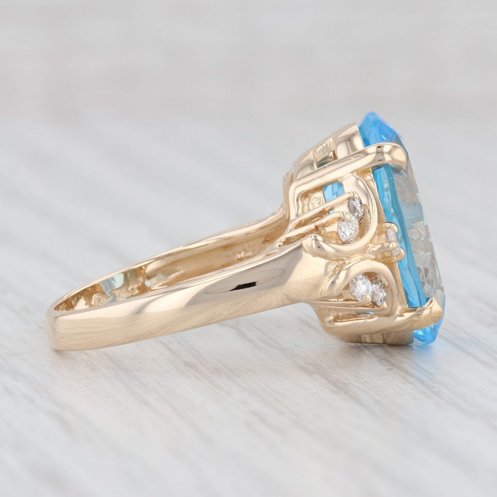 Light Gray Town & Country 10.35ctw Blue Topaz Diamond Ring 14k Yellow Gold Size 7 Cocktail