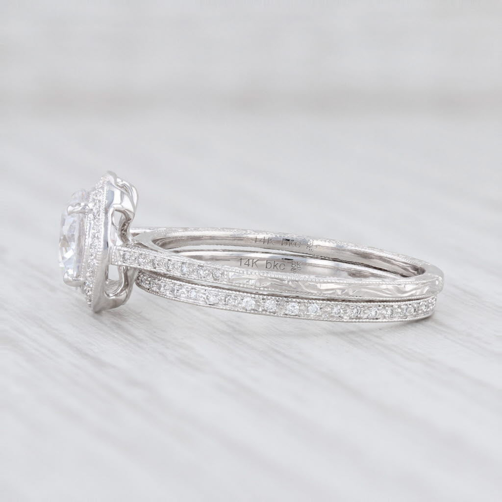 Light Gray New Beverley K Bridal Set Semi Mount Engagement Ring Diamond Wedding Band 6.5