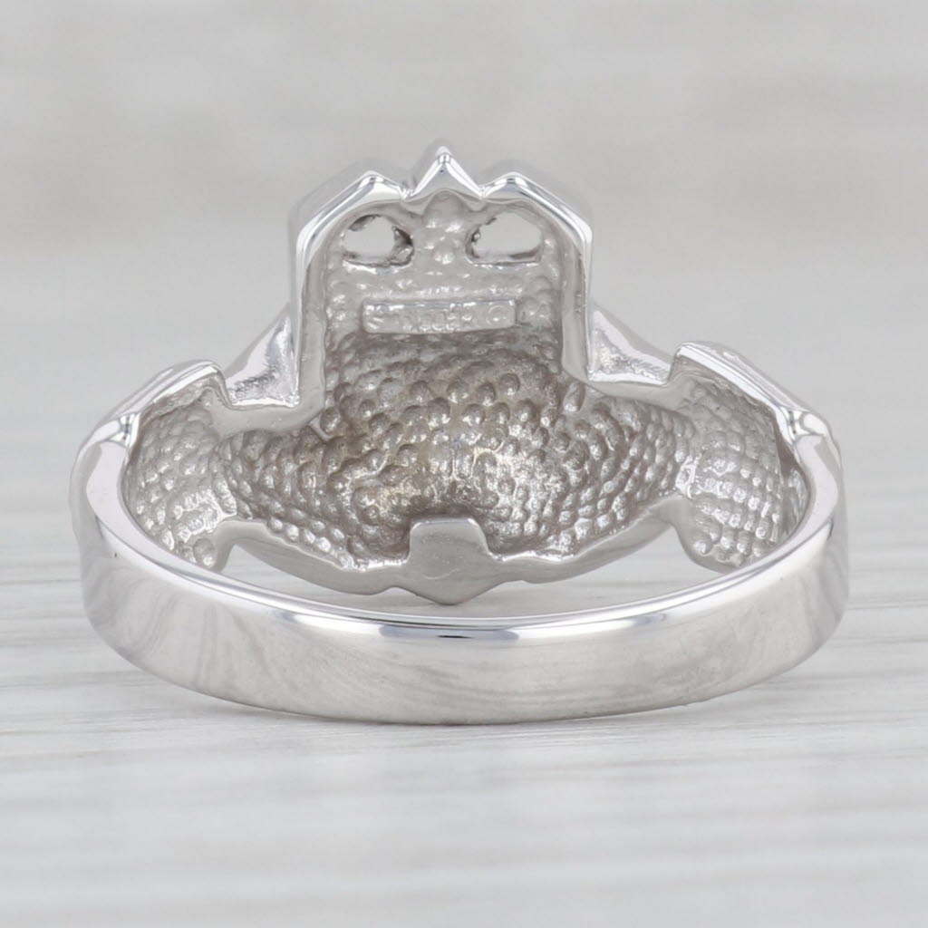 Gray Irish Claddagh Ring 14k White Gold Wedding Statement Stuller Size 9.25