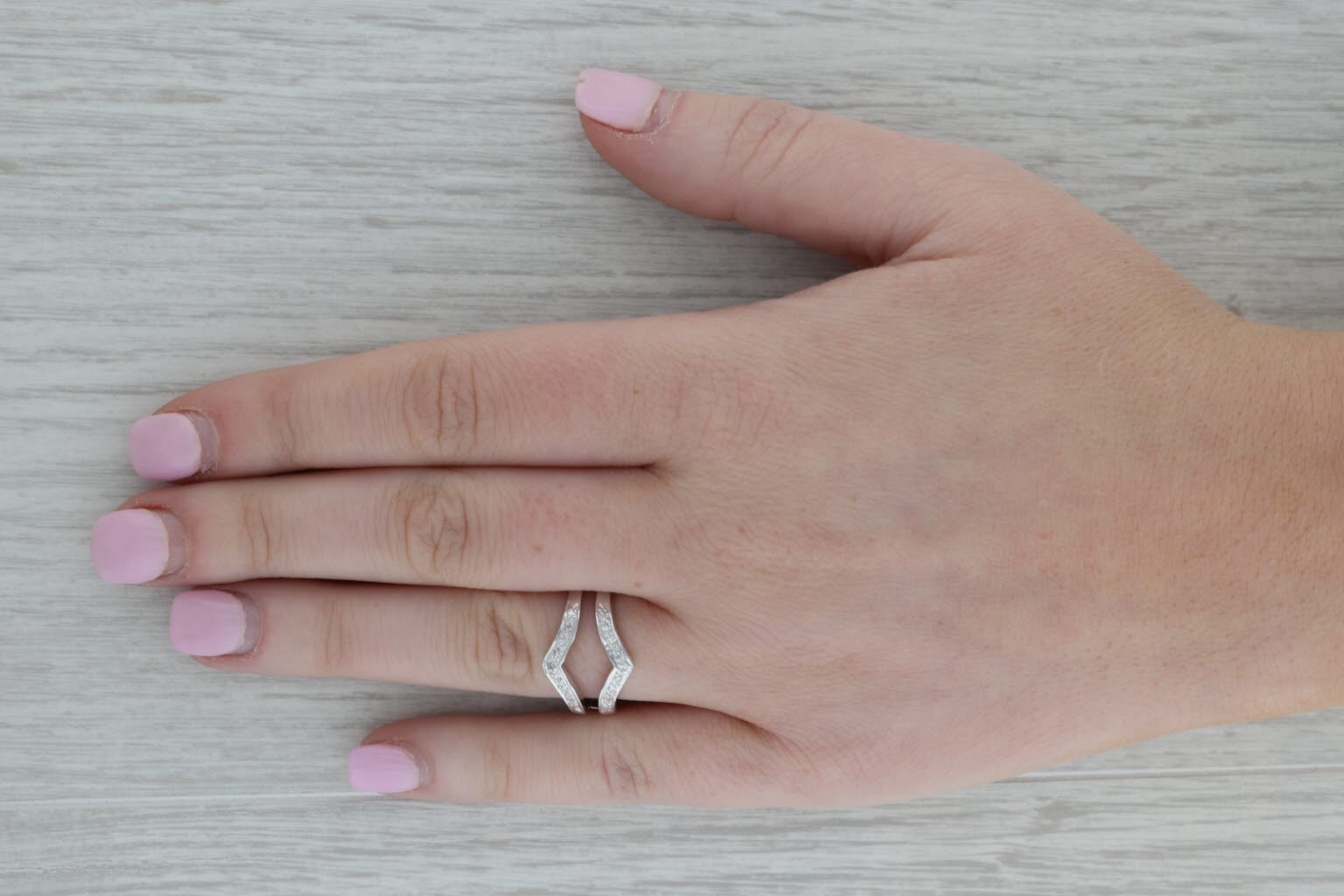 Dark Gray 0.15ctw Diamond Ring Jacket Guard 14k White Gold Size 6.5-6.75 Wedding
